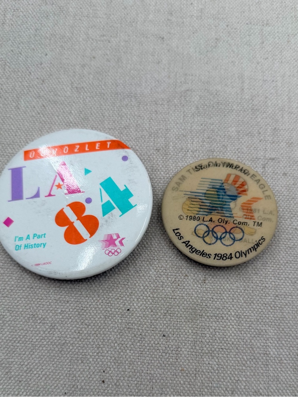 Vintage LA 84 Multi-Color Olympic Pinback Buttons